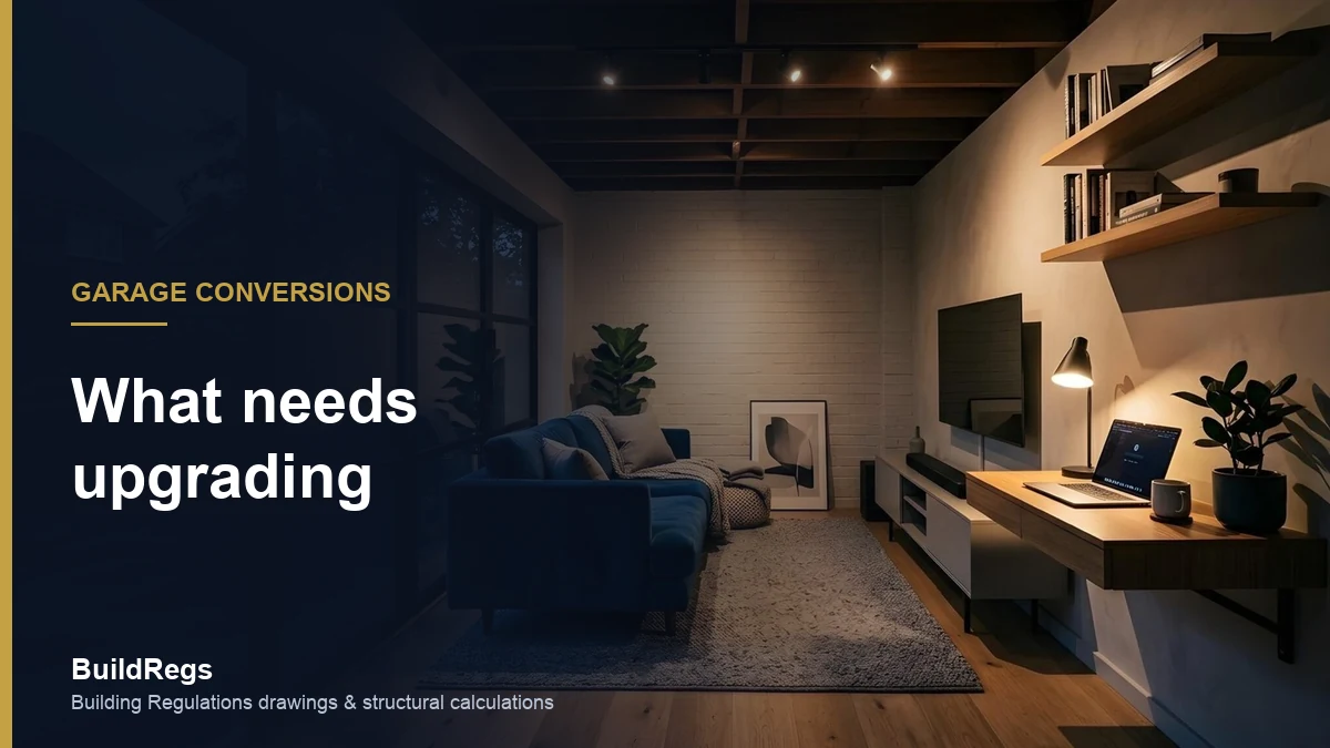Converted garage used as a living room with sliding doors