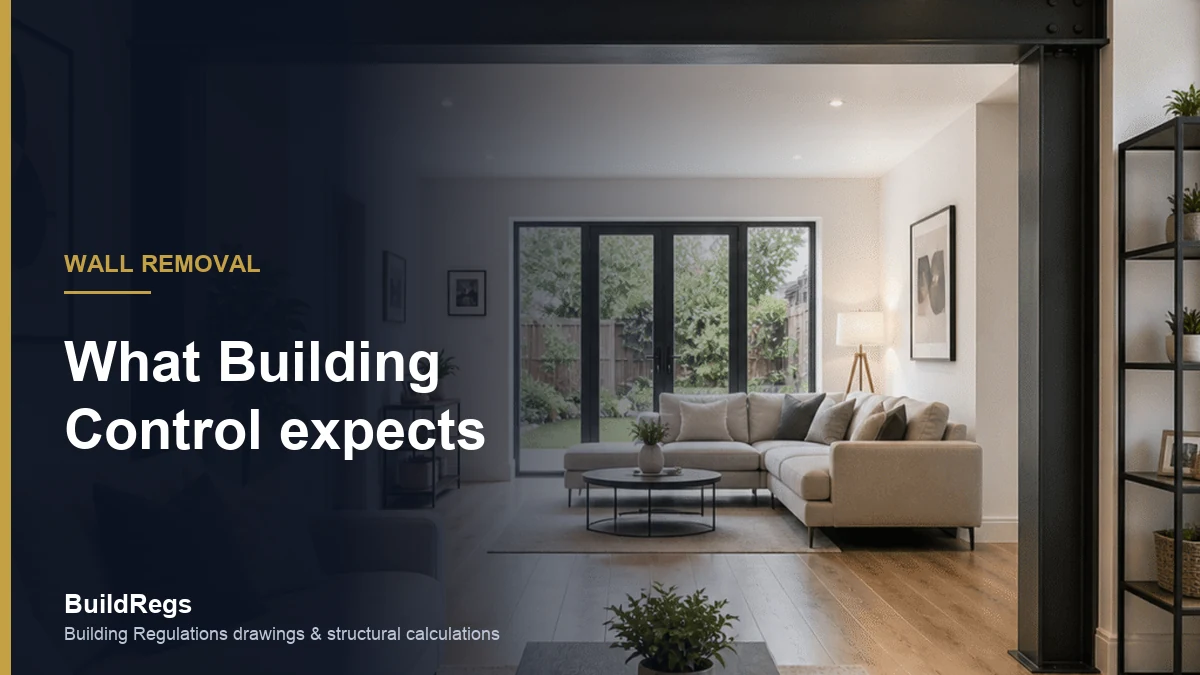 Open-plan living room with a steel beam where a load-bearing wall was removed