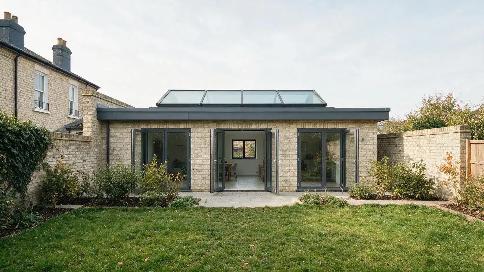 Completed single-storey rear extension built from approved Building Regulations drawings