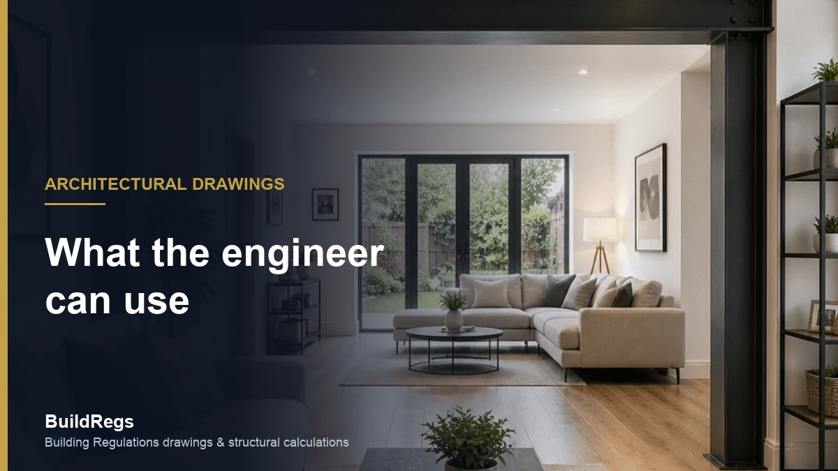 Structural opening formed in a house with drawings alongside