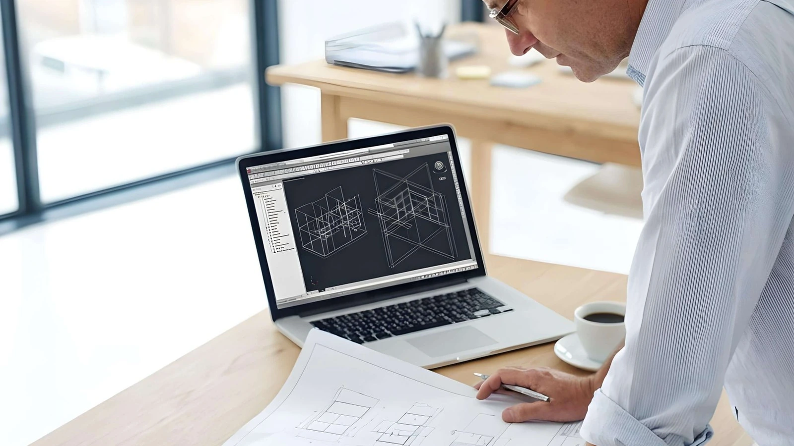 Structural engineer reviewing drawings
